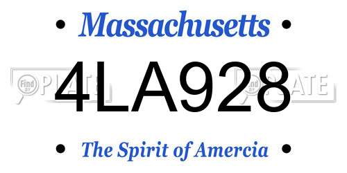 4LA928 Massachusetts License Plate