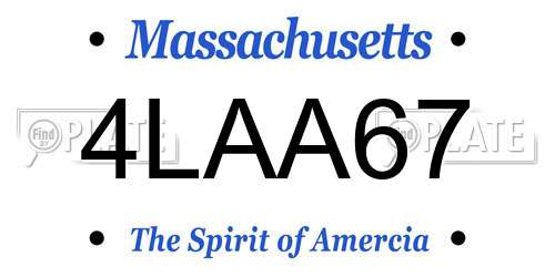4LAA67 Massachusetts License Plate