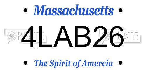 4LAB26 Massachusetts License Plate