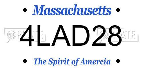 4LAD28 Massachusetts License Plate