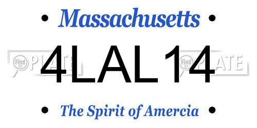 4LAL14 Massachusetts License Plate