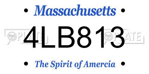 4LB813 Massachusetts License Plate
