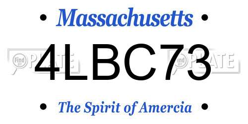 4LBC73 Massachusetts License Plate