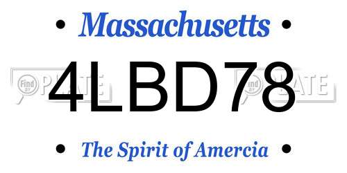 4LBD78 Massachusetts License Plate