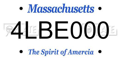 4LBE000 Massachusetts License Plate