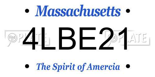 4LBE21 Massachusetts License Plate