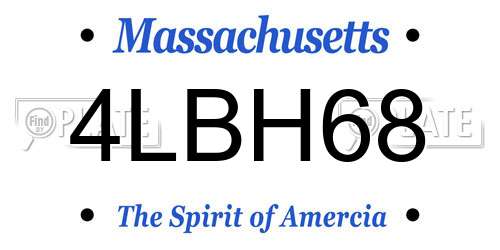 4LBH68 Massachusetts License Plate