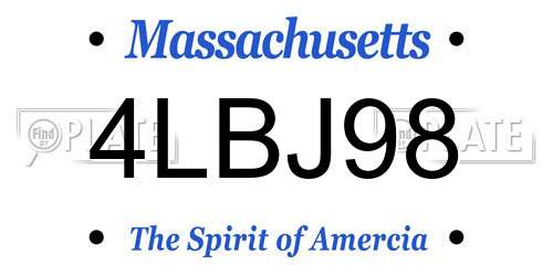 4LBJ98 Massachusetts License Plate