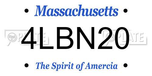 4LBN20 Massachusetts License Plate