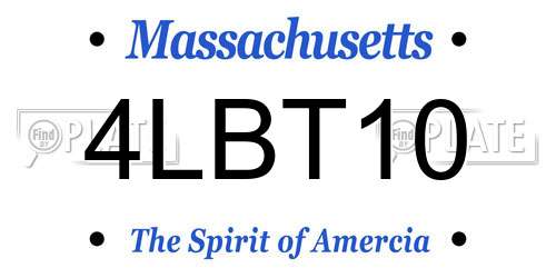 4LBT10 Massachusetts License Plate
