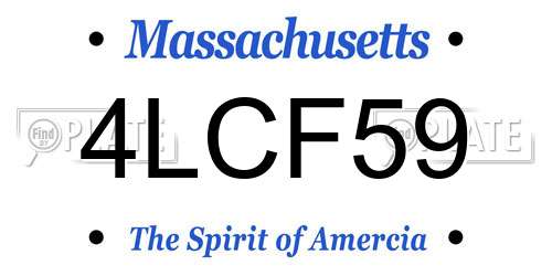 4LCF59 Massachusetts License Plate