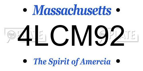 4LCM92 Massachusetts License Plate