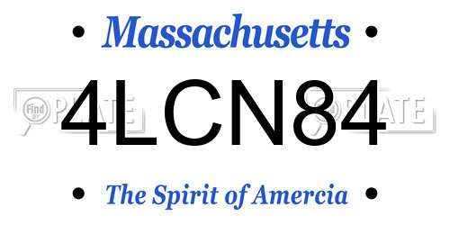 4LCN84 Massachusetts License Plate