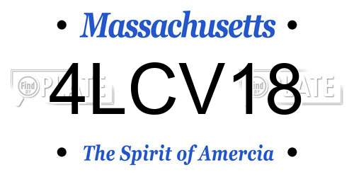 4LCV18 Massachusetts License Plate