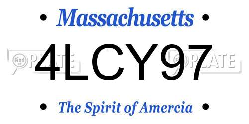4LCY97 Massachusetts License Plate