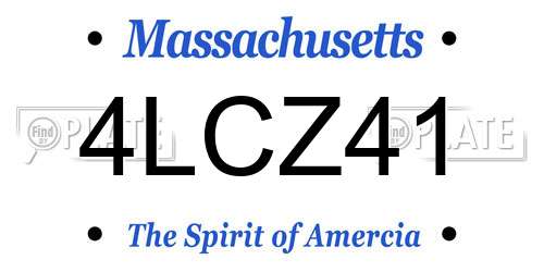 4LCZ41 Massachusetts License Plate