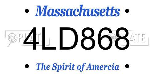 4LD868 Massachusetts License Plate