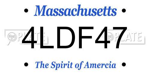 4LDF47 Massachusetts License Plate