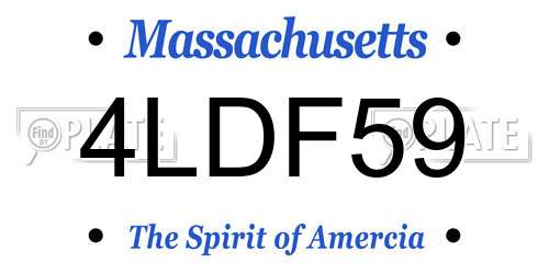 4LDF59 Massachusetts License Plate