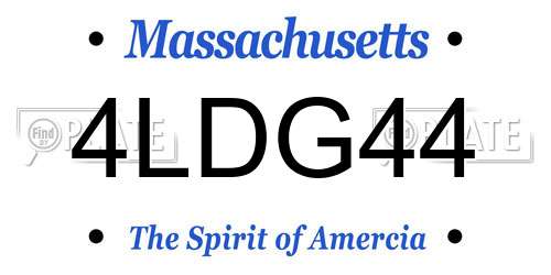 4LDG44 Massachusetts License Plate