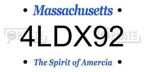 4LDX92 Massachusetts License Plate