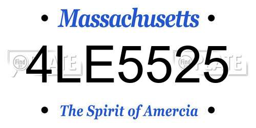 4LE5525 Massachusetts License Plate