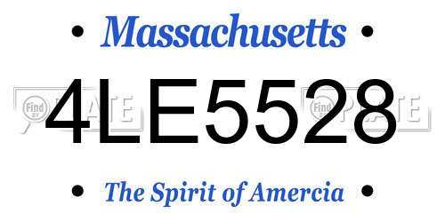4LE5528 Massachusetts License Plate