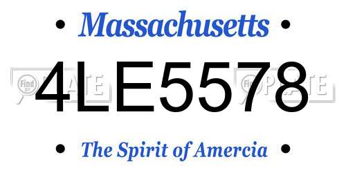 4LE5578 Massachusetts License Plate