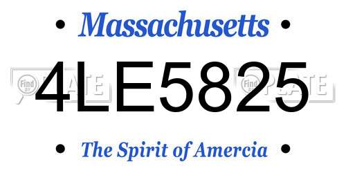 4LE5825 Massachusetts License Plate