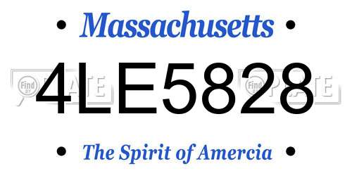 4LE5828 Massachusetts License Plate