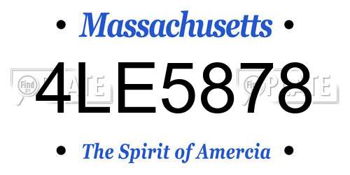 4LE5878 Massachusetts License Plate