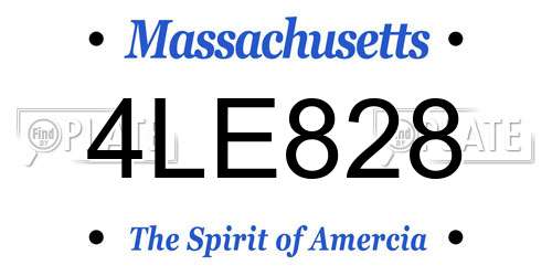 4LE828 Massachusetts License Plate