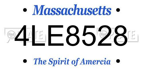 4LE8528 Massachusetts License Plate