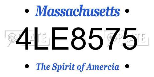 4LE8575 Massachusetts License Plate