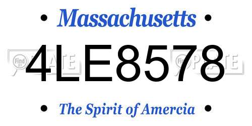 4LE8578 Massachusetts License Plate