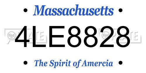 4LE8828 Massachusetts License Plate