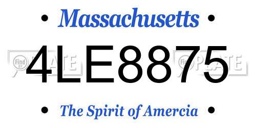 4LE8875 Massachusetts License Plate