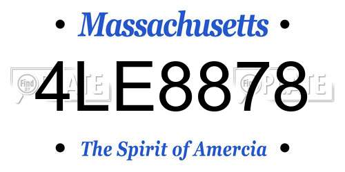 4LE8878 Massachusetts License Plate