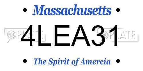 4LEA31 Massachusetts License Plate
