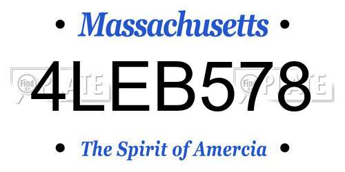 4LEB578 Massachusetts License Plate