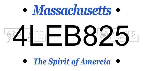 4LEB825 Massachusetts License Plate