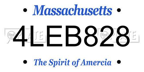 4LEB828 Massachusetts License Plate