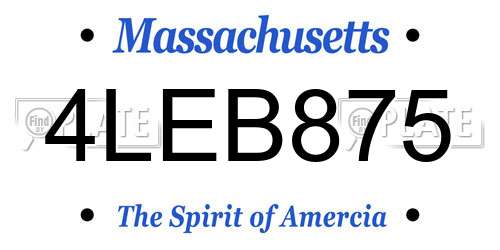 4LEB875 Massachusetts License Plate
