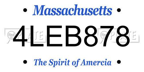 4LEB878 Massachusetts License Plate