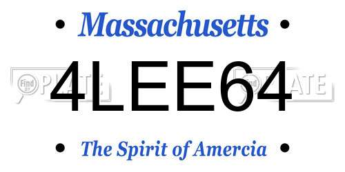 4LEE64 Massachusetts License Plate