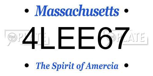 4LEE67 Massachusetts License Plate