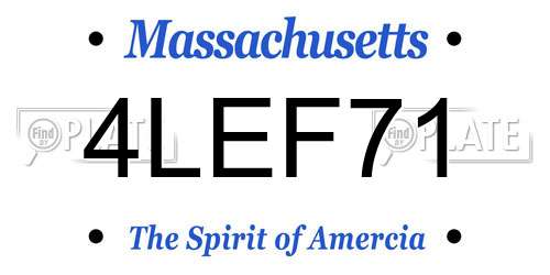4LEF71 Massachusetts License Plate