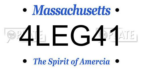 4LEG41 Massachusetts License Plate