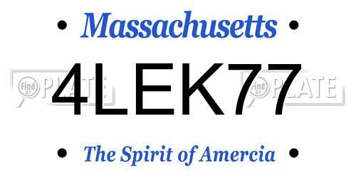4LEK77 Massachusetts License Plate