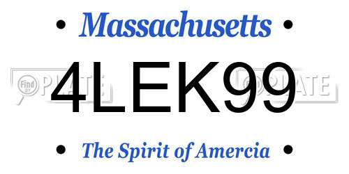 4LEK99 Massachusetts License Plate